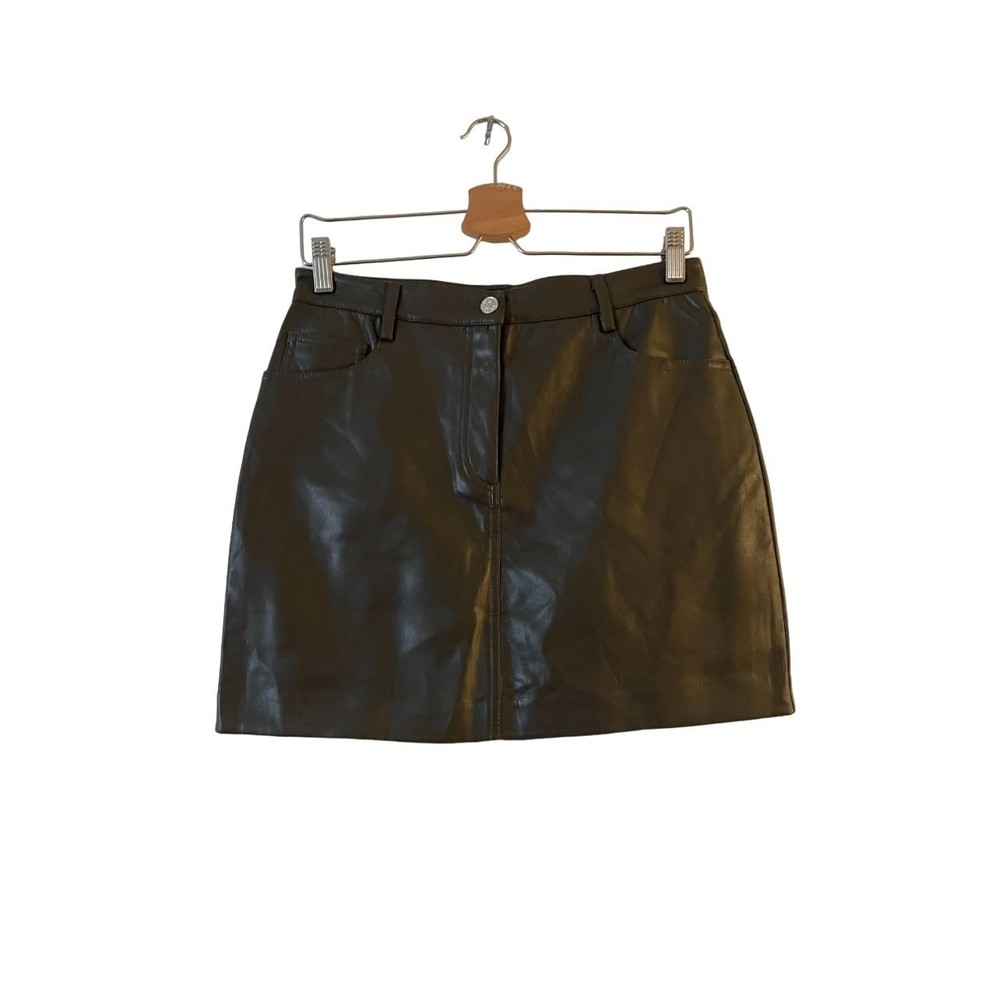 TRUTH by Republic Faux Leather Mini Pencil Skirt Size 6 Olive Green 5-Pocket NWT
